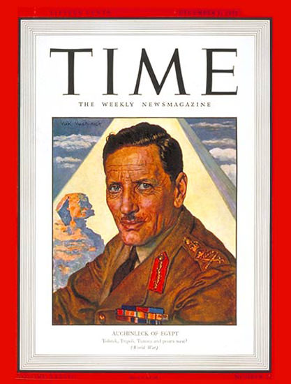 1941-12 Sir Claude Auchinleck Copyright Time Magazine | Time Magazine Covers 1923-1970