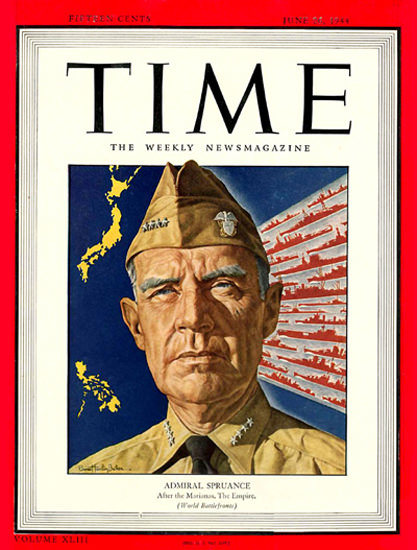 1944-06 Admiral Spruance Copyright Time Magazine | Time Magazine Covers 1923-1970