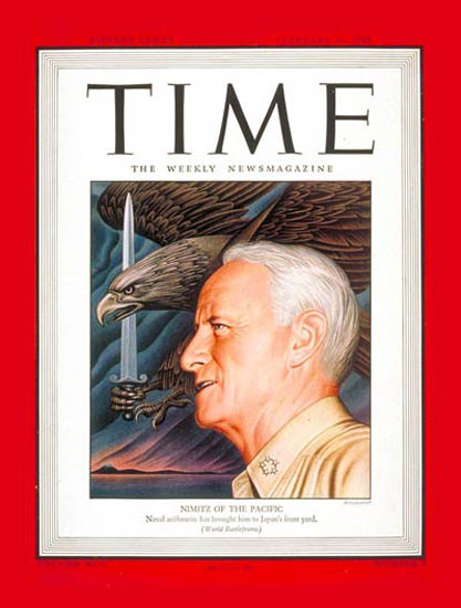 1945-02 Admiral Chester Nimitz Copyright Time Magazine | Time Magazine Covers 1923-1970