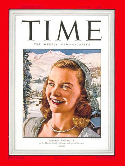 1948-02 Barbara Ann Scott Copyright Time Magazine | Time Magazine Covers 1923-1970