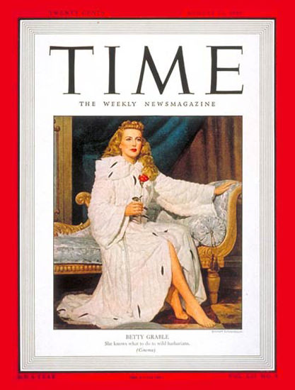 1948-08 Betty Grable Copyright Time Magazine | Time Magazine Covers 1923-1970