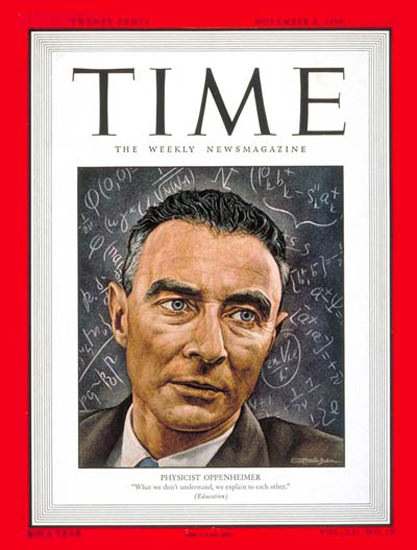 1948-11 Dr Robert Oppenheimer Copyright Time Magazine | Time Magazine Covers 1923-1970