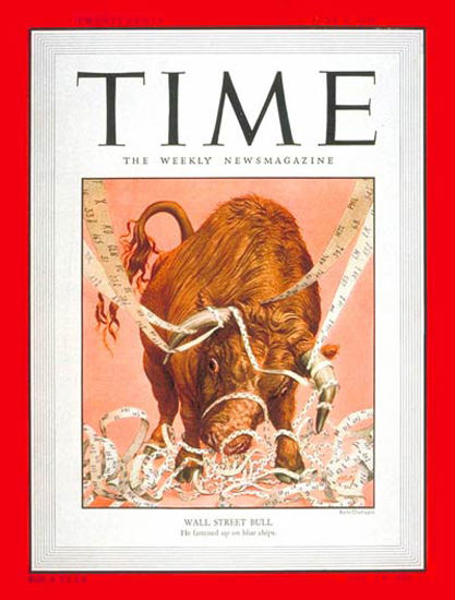 1950-06 Wall Street Bull Copyright Time Magazine | Time Magazine Covers 1923-1970