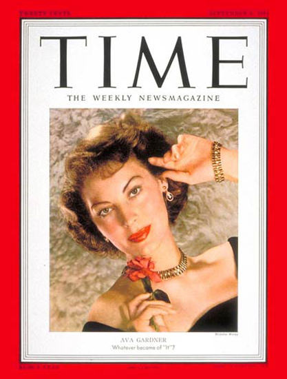 1951-09 Ava Gardner Copyright Time Magazine | Time Magazine Covers 1923-1970