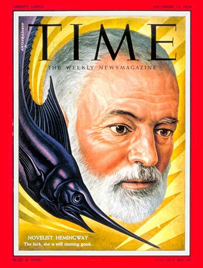 1954-12 Ernest Hemingway Copyright Time Magazine | Time Magazine Covers 1923-1970