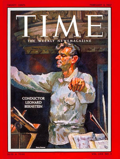 1957-02 Leonard Bernstein Copyright Time Magazine | Time Magazine Covers 1923-1970