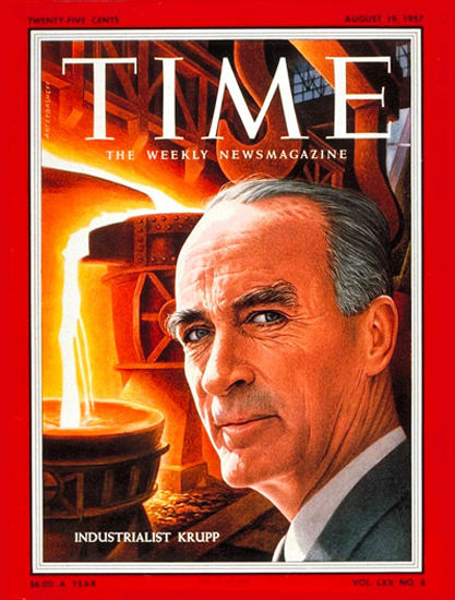 1957-08 Alfried Krupp Copyright Time Magazine | Time Magazine Covers 1923-1970