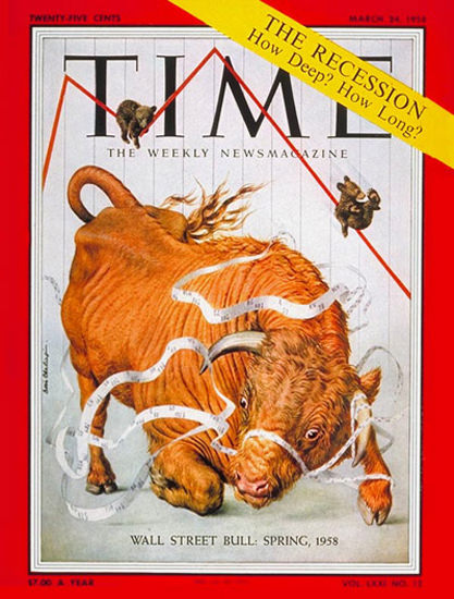 1958-03 Wall Street Bull Copyright Time Magazine | Time Magazine Covers 1923-1970