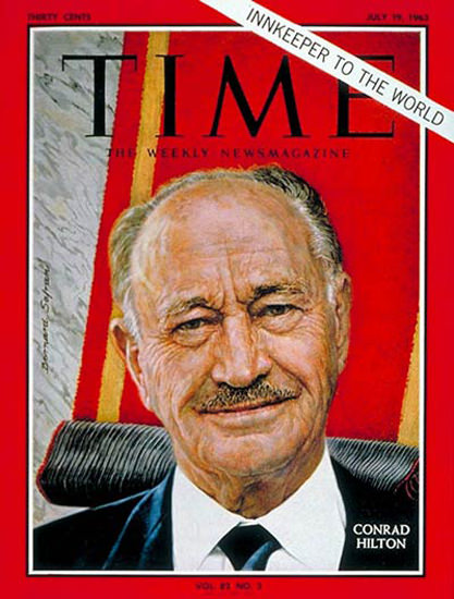 1963-07 Conrad N Hilton Copyright Time Magazine | Time Magazine Covers 1923-1970