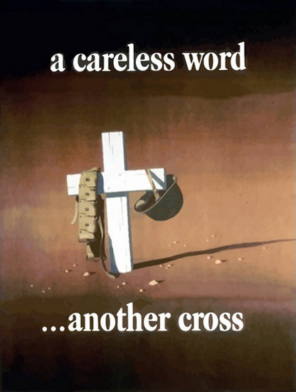 A Careless Word Another Cross Army Cementery | Vintage War Propaganda Posters 1891-1970