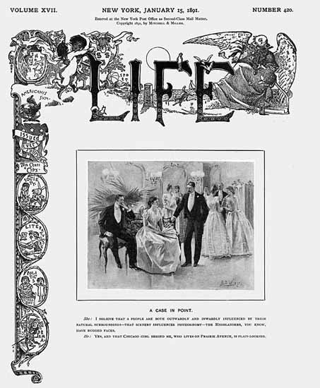 A Case in Point Life Humor Magazine 1891-01-15 Copyright | Life Magazine Graphic Art Covers 1891-1936