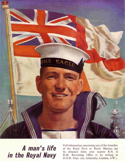 A Mans Life In The Royal Navy | Vintage War Propaganda Posters 1891-1970