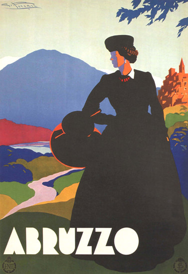 Abruzzo Lady Italy Italia | Vintage Travel Posters 1891-1970