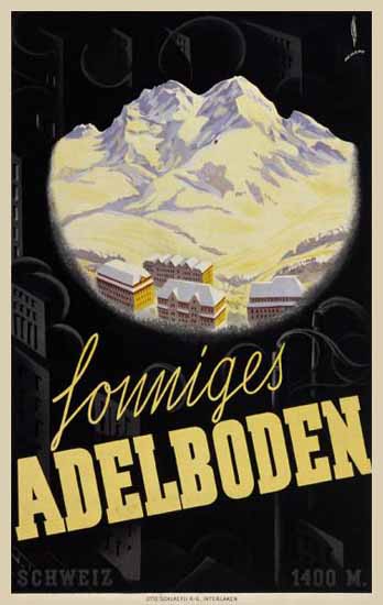 Adelboden Sonniges Adelboden Alps Switzerland 1933 | Vintage Travel Posters 1891-1970