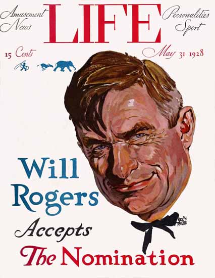 Adolph Treidler Life Magazine Will Rogers 1928-05-31 Copyright | Life Magazine Graphic Art Covers 1891-1936