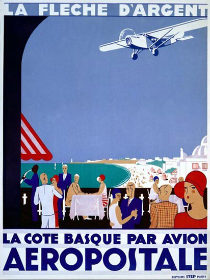 Aeropostale La Cote Basque Par Avion La Fleche | Vintage Travel Posters 1891-1970