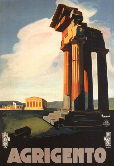 Agrigento Greek Temple Italy Italia 1928 | Vintage Travel Posters 1891-1970