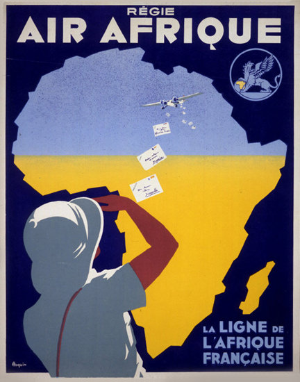 Air Afrique La Ligne De L Afrique Francaise 1935 | Vintage Travel Posters 1891-1970