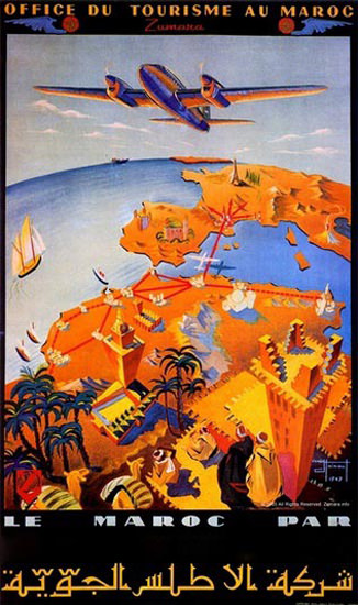 Air Atlas Maroc Office Du Tourisme Au Maroc | Vintage Travel Posters 1891-1970