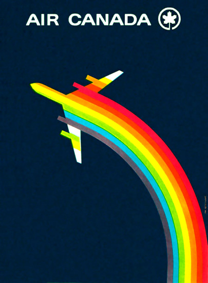 Air Canada Rainbow Airplane | Vintage Travel Posters 1891-1970