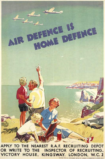 Air Defence Is Home Defence | Vintage War Propaganda Posters 1891-1970