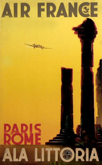 Air France Ala Littoria Paris Rome 1933 | Vintage Travel Posters 1891-1970