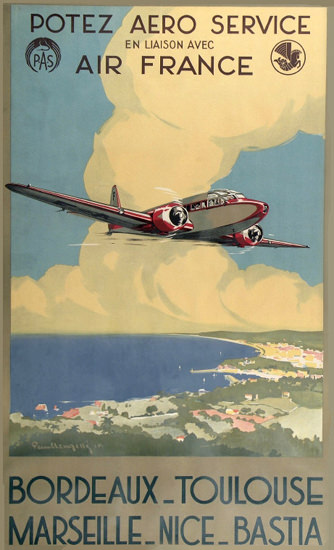 Air France Bordeaux Toulouse Marseille Nice 1935 | Vintage Travel Posters 1891-1970