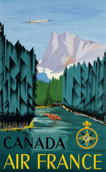 Air France Canada Rocky Mountains 1951 | Vintage Travel Posters 1891-1970