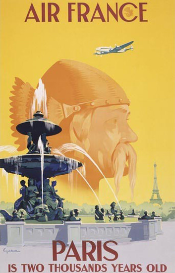 Air France Paris Is Two Thousands Years Old Gaul | Vintage Travel Posters 1891-1970