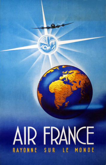 Air France Rayonne Sur Le Monde 1946 | Vintage Travel Posters 1891-1970