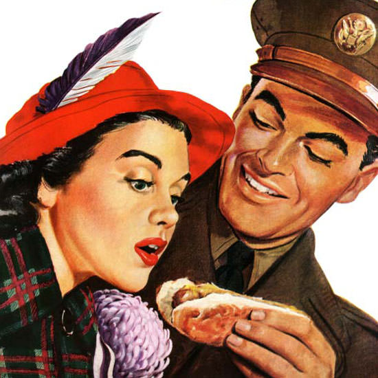 Al Moore Saturday Evening Post Hot Date 1942_10_10 Copyright crop | Best of 1940s Ad and Cover Art