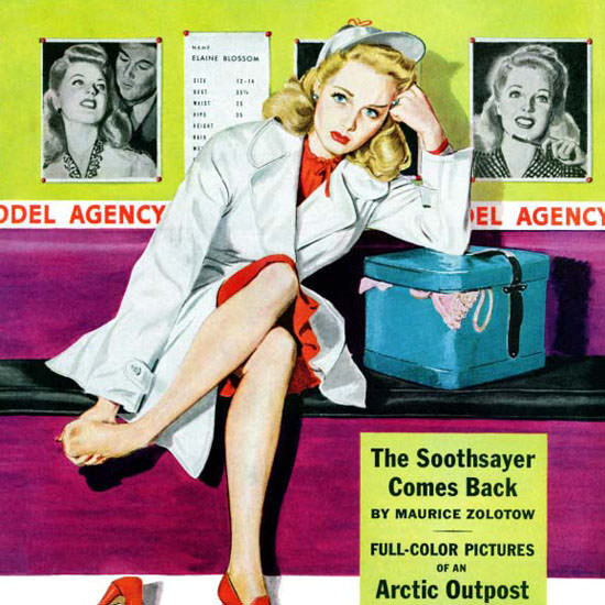 Al Moore Saturday Evening Post The Model 1943_04_17 Copyright crop | Best of 1940s Ad and Cover Art