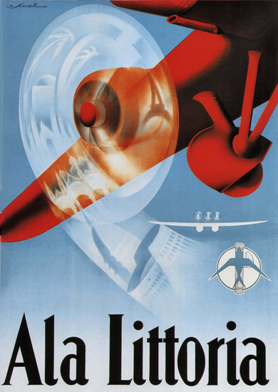 Ala Littoria Airplane Italy Italia | Vintage Travel Posters 1891-1970