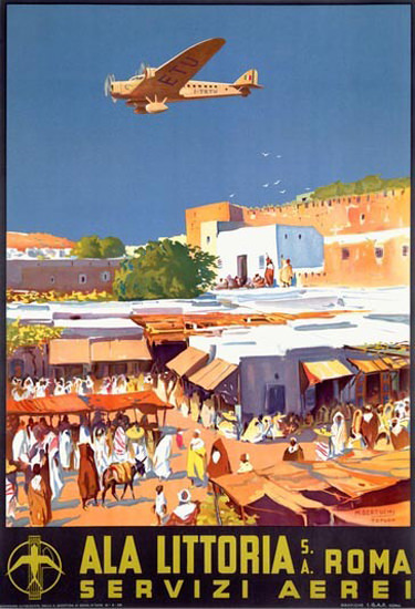 Ala Littoria Servizi Aerei Orient Roma Italia | Vintage Travel Posters 1891-1970