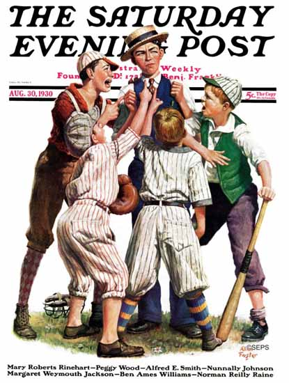 Alan Foster Saturday Evening Post Baseball 1930_08_30 | The Saturday Evening Post Graphic Art Covers 1892-1930