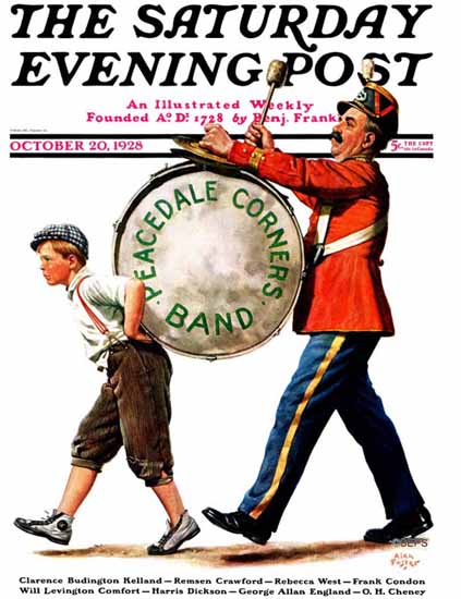 Alan Foster Saturday Evening Post Peacedale Corners Band 1928_10_20 | The Saturday Evening Post Graphic Art Covers 1892-1930