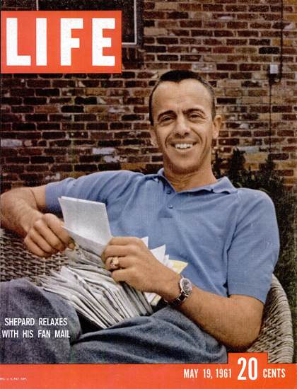 Alan Shepard Relaxes with Fan Mail 19 May 1961 Copyright Life Magazine | Life Magazine Color Photo Covers 1937-1970