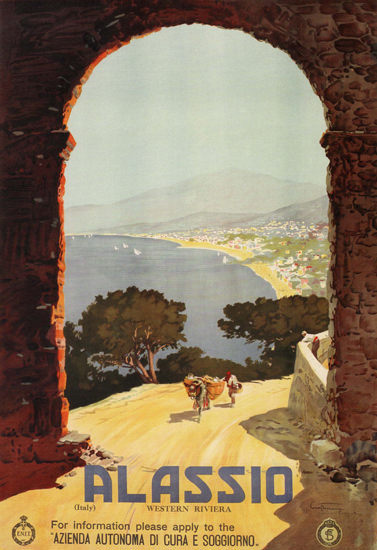 Alassio Western Riviera Italy Italia | Vintage Travel Posters 1891-1970