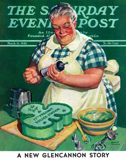 Albert W Hampson Saturday Evening Post St Paddy Cake 1940_03_16 | The Saturday Evening Post Graphic Art Covers 1931-1969