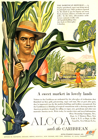 Alcoa Sweet Market Lovely Caribbean 1949 | Vintage Travel Posters 1891-1970