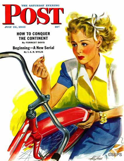 Alex Ross Saturday Evening Post Flat Bike Tire 1943_07_24 Sex Appeal | Sex Appeal Vintage Ads and Covers 1891-1970