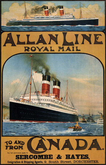 Allan Line Royal Mail Sercombe Hayes Dorchester 1913 | Vintage Travel Posters 1891-1970