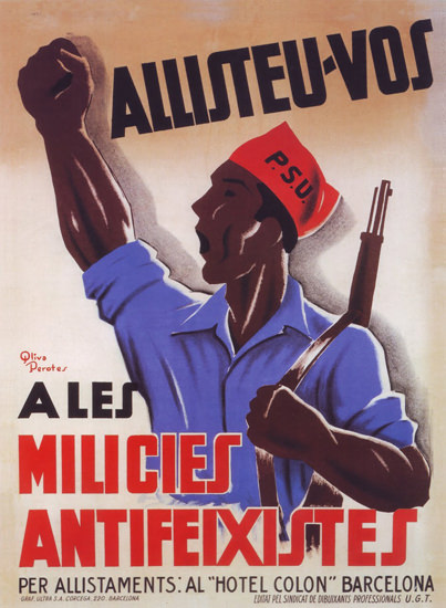 Allisteu Vos A Les Milicies Antifeixistes 1936 | Vintage War Propaganda Posters 1891-1970