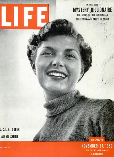 Allyn Smith UCLA Queen 27 Nov 1950 Copyright Life Magazine | Life Magazine BW Photo Covers 1936-1970