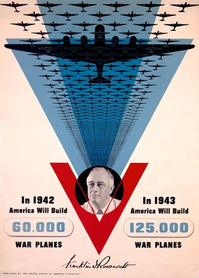 America Will Build 125000 War Planes in 1943 | Vintage War Propaganda Posters 1891-1970