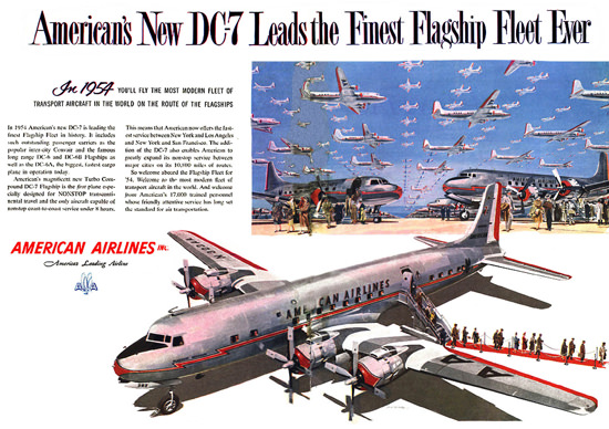 American Airlines 1954 DC-7 First Flagship Fleet | Vintage Travel Posters 1891-1970