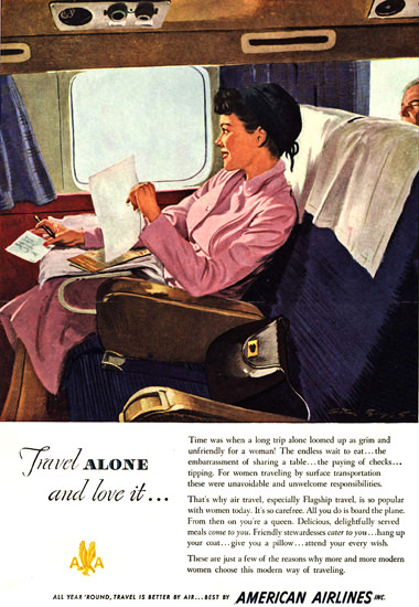 American Airlines Girl Travel Alone And Love It | Vintage Travel Posters 1891-1970