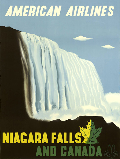 American Airlines Niagara Falls Canada 1948 | Vintage Travel Posters 1891-1970