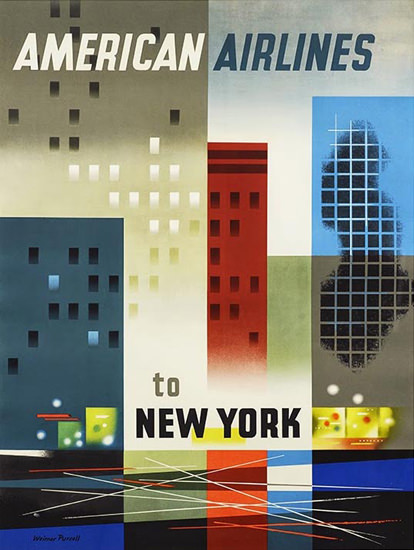 American Airlines To New York | Vintage Travel Posters 1891-1970