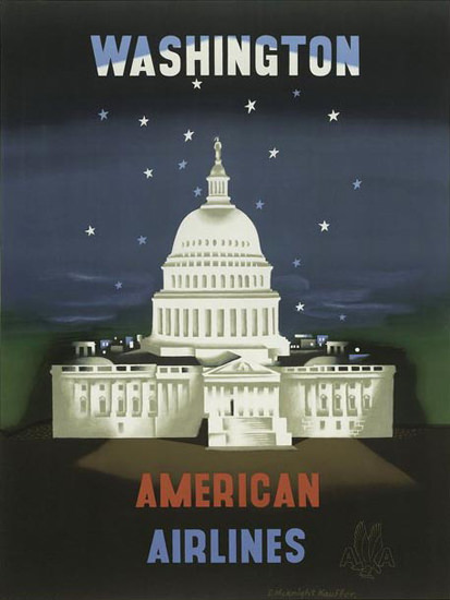 American Airlines Washington White House | Vintage Travel Posters 1891-1970